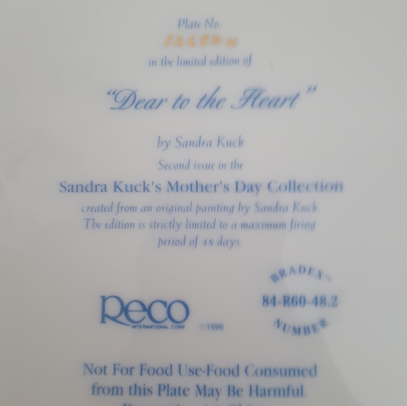 Mother Child Baby Girl Sandra Kuck Collector Plate Decor - Picture 2 of 4